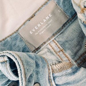 Everlane A-Line denim shorts in powder blue